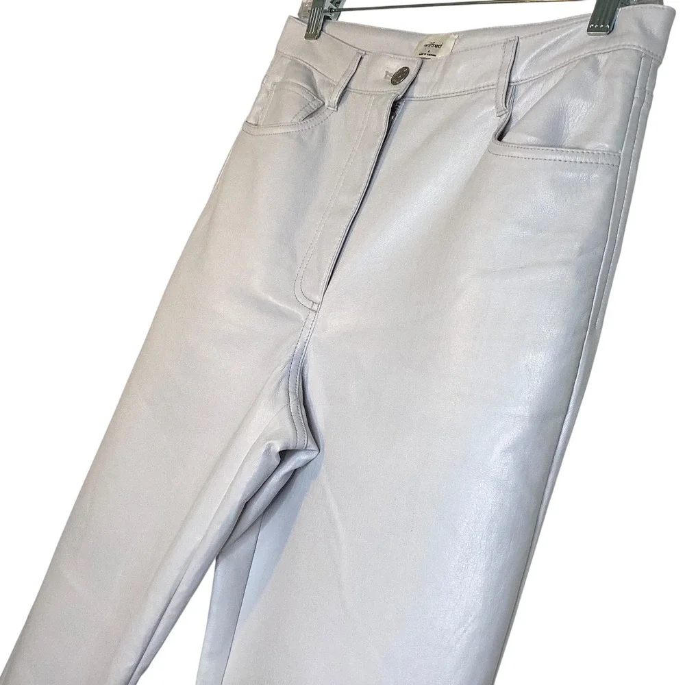 Wilfred Aritzia Melina Vegan Leather Pants High Waist Straight‎ Leg Taupe Size 8